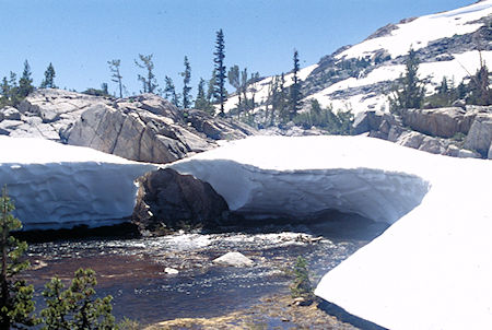 'snow bridge' on Bonnie Lake Creek - Hoover Wilderness 1995 'snow bridge' on Bonnie Lake Creek - Hoover Wilderness 1995