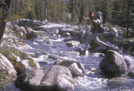 Bill Paine crossing Falls Creek, Jack Main Canyon - Yosemite National Park - 25 Aug 1965