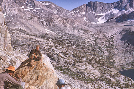 View of Upper Palisade Lake (lower right) and Mather Pass from part way up Disappointment Peak - Kings Canyon National Park 20 Aug 1963 View of Upper Palisade Lake (lower right) and Mather Pass from part way up Disappointment Peak - Kings Canyon National Park 20 Aug 1963