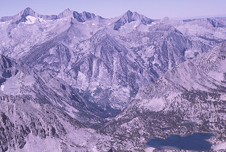 Mt. Brewer (left), North Guard, Bullfrog Lake (lower right) from top of Mt. Gould<br>Kings Canyon National Park 30 Aug 1970 Mt. Brewer (left), North Guard, Bullfrog Lake (lower right) from top of Mt. Gould<br>Kings Canyon National Park 30 Aug 1970