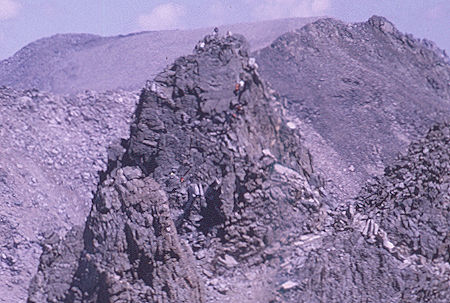 Climbers on top of Dragon Peak from top of Mt. Gould<br>Kings Canyon National Park 30 Aug 1970 Climbers on top of Dragon Peak from top of Mt. Gould<br>Kings Canyon National Park 30 Aug 1970