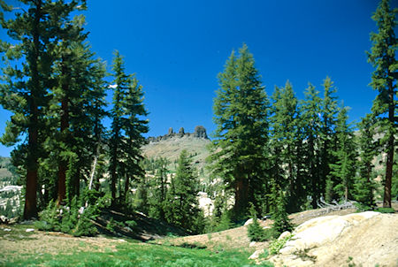 The Three Chimneys from campsite - Emigrant Wilderness 1994