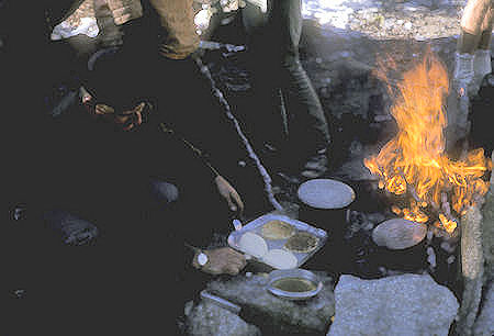 Fixing breakfast at Seavey Pass Trail Junction camp - Yosemite National Park - 02 Sep 1964