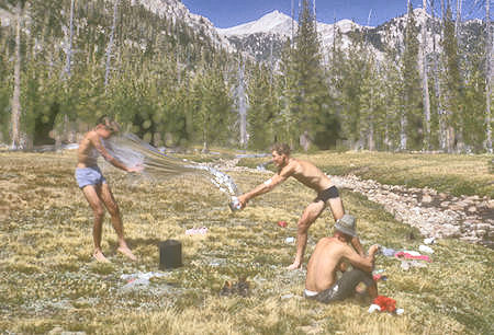 Water fight at Matterhorn Canyon camp - Yosemite National Park - 03 Sep 1964 Water fight at Matterhorn Canyon camp - Yosemite National Park - 03 Sep 1964