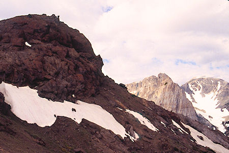 Toward Flatiron Butte from Burt Canyon/Molybdenite Creek saddle - Hoover Wilderness 1995 Toward Flatiron Butte from Burt Canyon/Molybdenite Creek saddle - Hoover Wilderness 1995