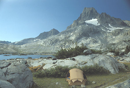 Banner Peak and camp at Thousand Island Lake - Ansel Adams Wilderness - Aug 1988