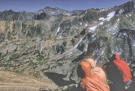 Looking down on camp from top of Camiaca Peak - Hoover Wilderness - 05 Sep 1964