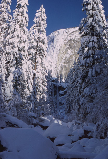 Vernal Falls (bottom center) from bridge - Yosemite National Park - 01 Jan 1966