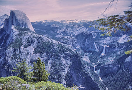 Half Dome, Vernal Fall, Liberty Cap, Nevada Falls from Glacier Point - Yosemite National Park - 01 Jun 1968