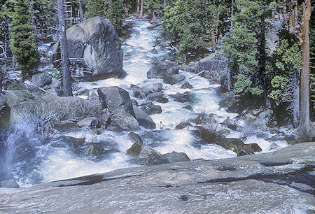 Steve Henderson in cascades below Waterwheel Falls - Yosemite National Park - 31 May 1968