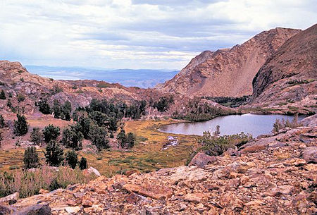 Upper Sardine Lake. A little of Mono Lake peeks over the ridge on the left Upper Sardine Lake. A little of Mono Lake peeks over the ridge on the left