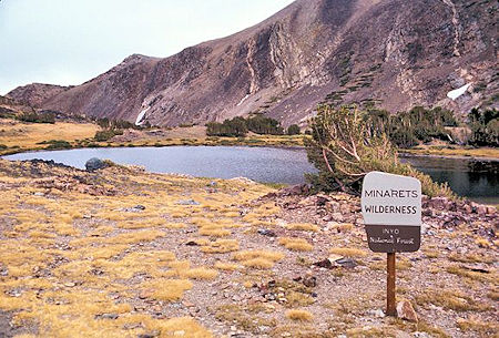 Summit Lake at the boundary between Yosemite National Park and Inyo National Forest at Mono Pass. The Minarets Wilderness has since been renamed the Ansel Adams Wilderness Summit Lake at the boundary between Yosemite National Park and Inyo National Forest at Mono Pass. The Minarets Wilderness has since been renamed the Ansel Adams Wilderness