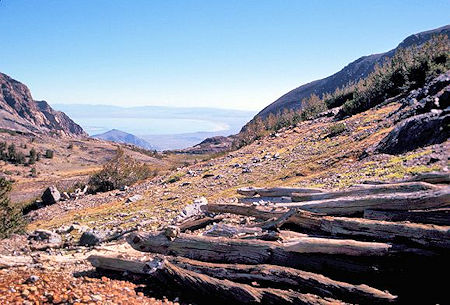 View of Mono Lake from mine cabins at Mono Pass View of Mono Lake from mine cabins at Mono Pass