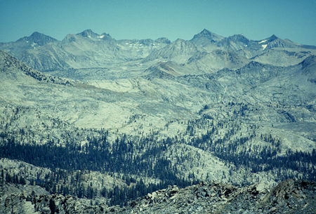 Mount Maclure, Mount Lyell, Roger Peak from Gale Peak - Yosemite National Park - Aug 1973