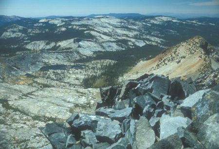 Buena Vista Crest and headwaters of Illilouette Creek from Merced Peak - Yosemite National Park - Aug 1973