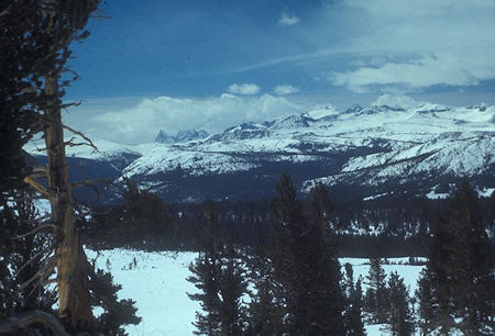 View toward Banner Peak, Mt. Ritter and Mt. Lyell from Mount Conness route - Yosemite National Park 31 May 1971 View toward Banner Peak, Mt. Ritter and Mt. Lyell from Mount Conness route - Yosemite National Park 31 May 1971