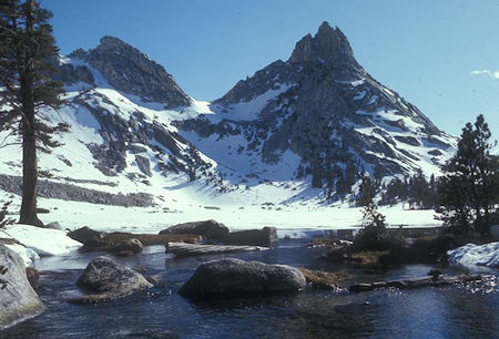 Ragged Peak from Young Lake outlet - Yosemite National Park 27 May 1972 Ragged Peak from Young Lake outlet - Yosemite National Park 27 May 1972