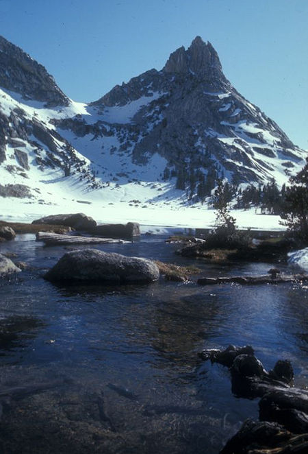 Ragged Peak from Young Lake outlet - Yosemite National Park 27 May 1972 Ragged Peak from Young Lake outlet - Yosemite National Park 27 May 1972