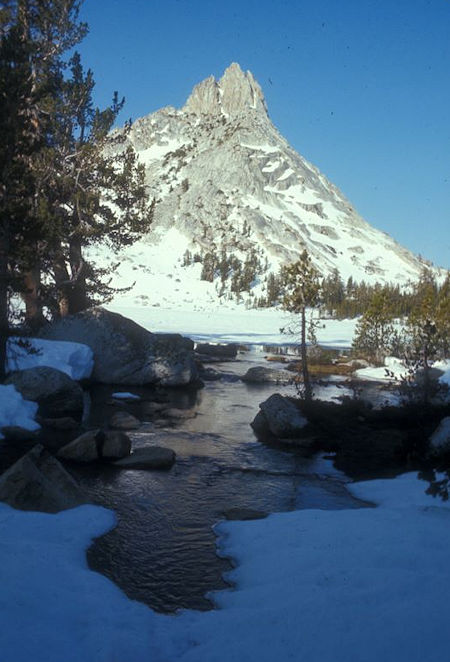Ragged Peak from Young Lake outlet - Yosemite National Park 27 May 1972 Ragged Peak from Young Lake outlet - Yosemite National Park 27 May 1972