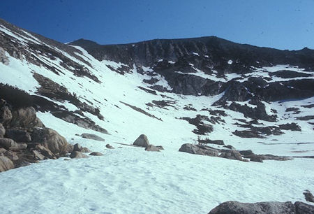 Looking forward to steep slope on route to Mount Conness - Yosemite National Park 27 May 1972 Looking forward to steep slope on route to Mount Conness - Yosemite National Park 27 May 1972