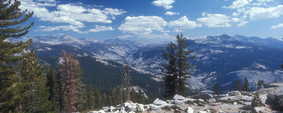 Cathedral Range, Merced Canyon, Mount Clark from Clouds Rest trail - Yosemite National Park - Sep 1975