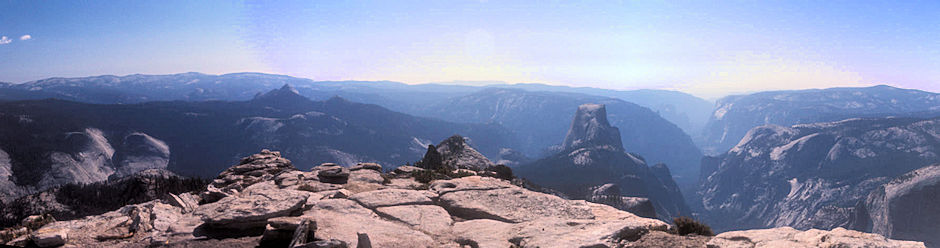 Mount Starr King (left center) and Ridge, Southern Yosemite National Park, Half Dome, Yosemite Valley from Clouds Rest - Sep 1975