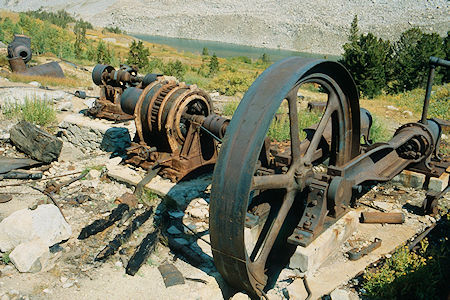Steam engine and electric generators at Lundy Mine - Hoover Wilderness 1980 Steam engine and electric generators at Lundy Mine - Hoover Wilderness 1980