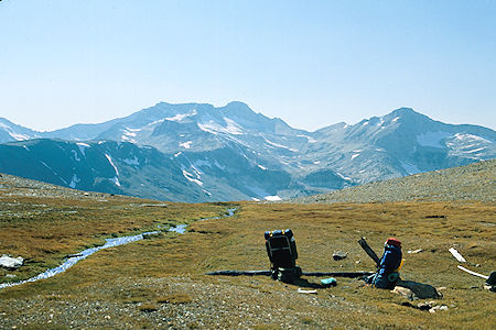 Mt. Conness from camp on Dore Pass - Hoover Wilderness 1980 Mt. Conness from camp on Dore Pass - Hoover Wilderness 1980