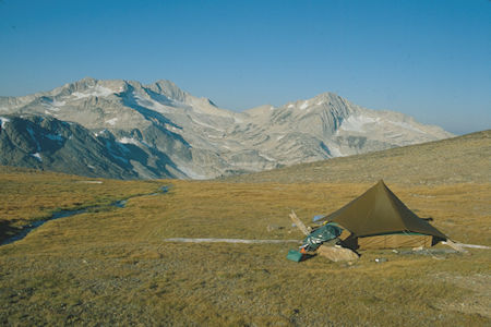 Mt. Conness from camp on Dore Pass - Hoover Wilderness 1980