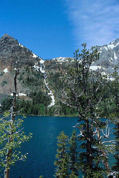 West Lake cascade over Green Lake - Hoover Wilderness 1982 West Lake cascade over Green Lake - Hoover Wilderness 1982
