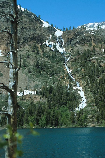 West Lake cascade over Green Lake - Hoover Wilderness 1982 West Lake cascade over Green Lake - Hoover Wilderness 1982