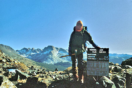 Jim on top of Virginia Pass - Hoover Wilderness 1982