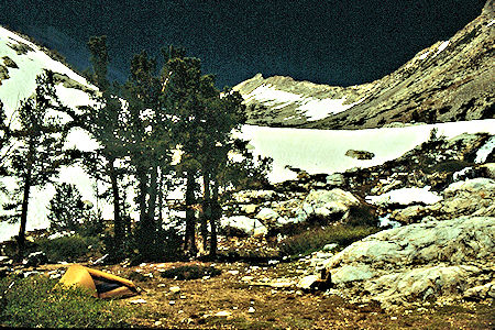 Stanton Peak and camp below Return Lake - Yosemite National Park 1989 Stanton Peak and camp below Return Lake - Yosemite National Park 1989
