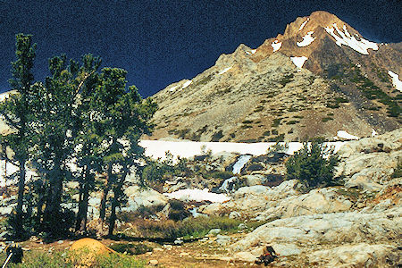 Virginia Peak and camp below Return Lake - Yosemite National Park 1989 Virginia Peak and camp below Return Lake - Yosemite National Park 1989
