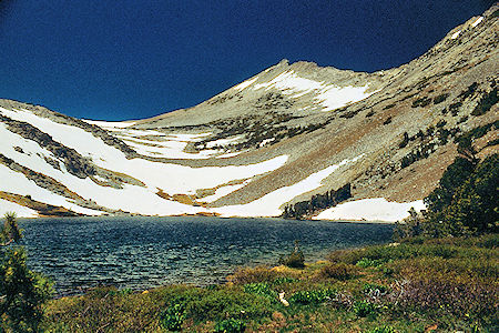Stanton Peak above Return Lake above camp - Yosemite National Park 1989 Stanton Peak above Return Lake above camp - Yosemite National Park 1989