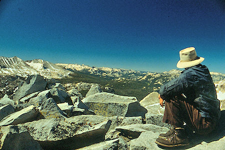 Gil Beilke admiring Cathedral Peaks from Grey Butte - Yosemite National Park 1989 Gil Beilke admiring Cathedral Peaks from Grey Butte - Yosemite National Park 1989
