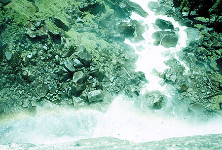 Looking straight down face of Vernal Falls at rainbow - Yosemite National Park Jul 1957 Looking straight down face of Vernal Falls at rainbow - Yosemite National Park Jul 1957