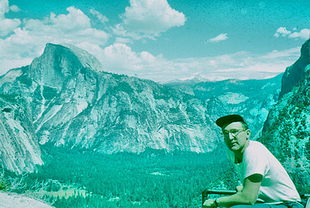 Half Dome and me from Columbia Rock on trail to top of Yosemite Falls - Yosemite National Park Jul 1957 Half Dome and me from Columbia Rock on trail to top of Yosemite Falls - Yosemite National Park Jul 1957