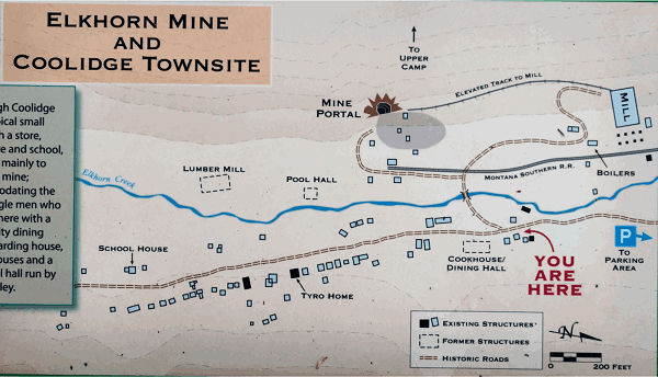 Elkhorn Mine and Coolidge Townsite map