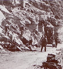 Contractors saved rock removed during excavation - National Park Service photograph, circa 1930