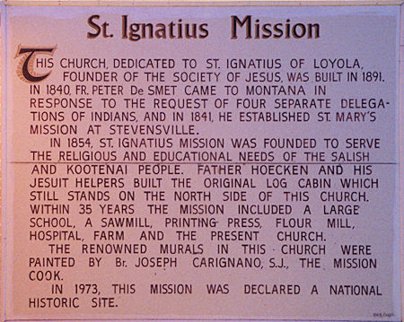 St. Ignatius Mission information plaque