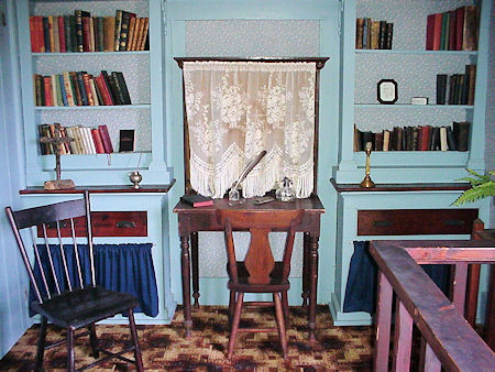 Fr. Ravalli's desk and library. Desk made by Fr. Ravalli