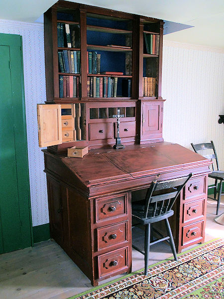 Desk in Fr. Superior's quarters. Made by Father ravalli for the Father Superior who lived in the quarters attached to the chapel
