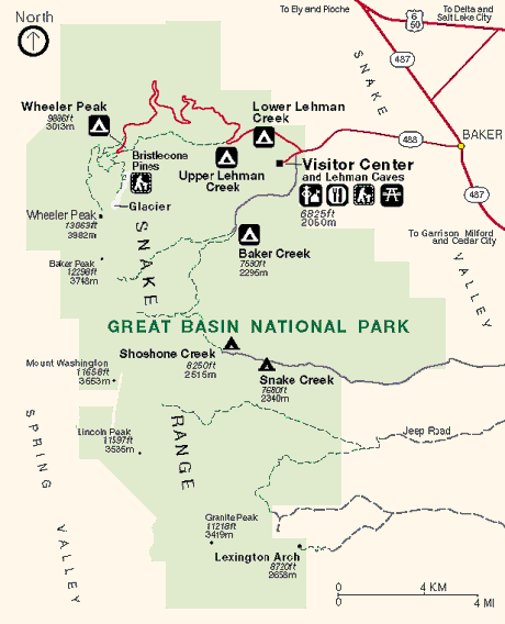 Great Basin National Park Map - NPS drawing