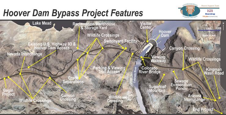 Map of Hoover Dam Bypass Bridge Project