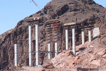Looking west toward the Nevada side of the canyon at construction of the Nevada approach March 28, 2007