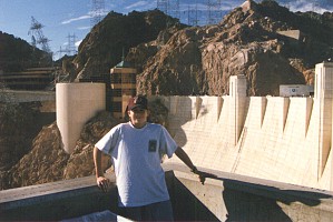 Rocky with Hoover Dam Visitor Center in background