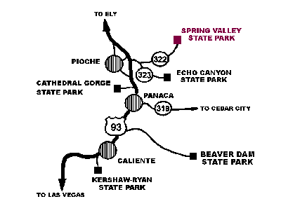 Spring Valley State Park Map - State of Nevada drawing