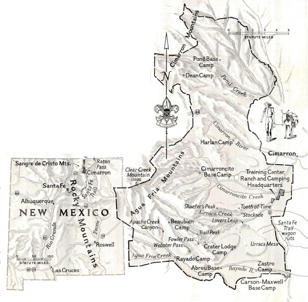 Philmont Scout Ranch Map prior to 1963