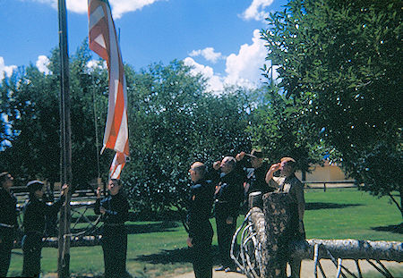 Morning flag service at Camp Headquarters